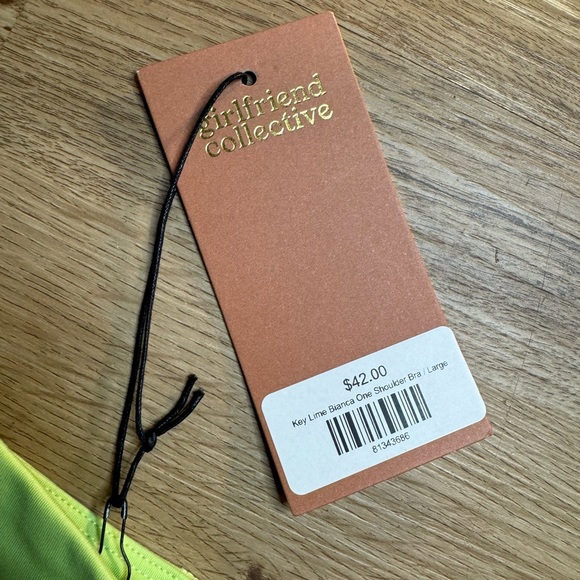 Lime Green Girlfriend Collective One Shoulder Stretchy Top - Picture 2 of 6